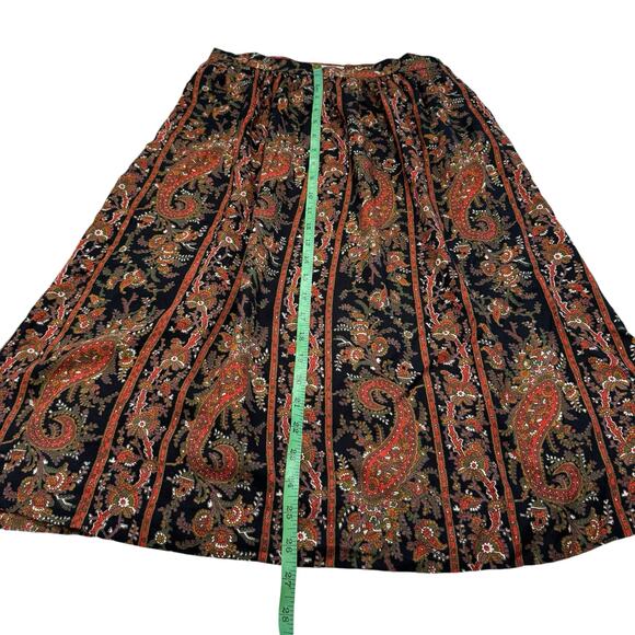 JONES NEW YORK Vintage Black Fall Paisley Skirt Set Size 8 High Neck Asymmetric - Picture 10 of 13